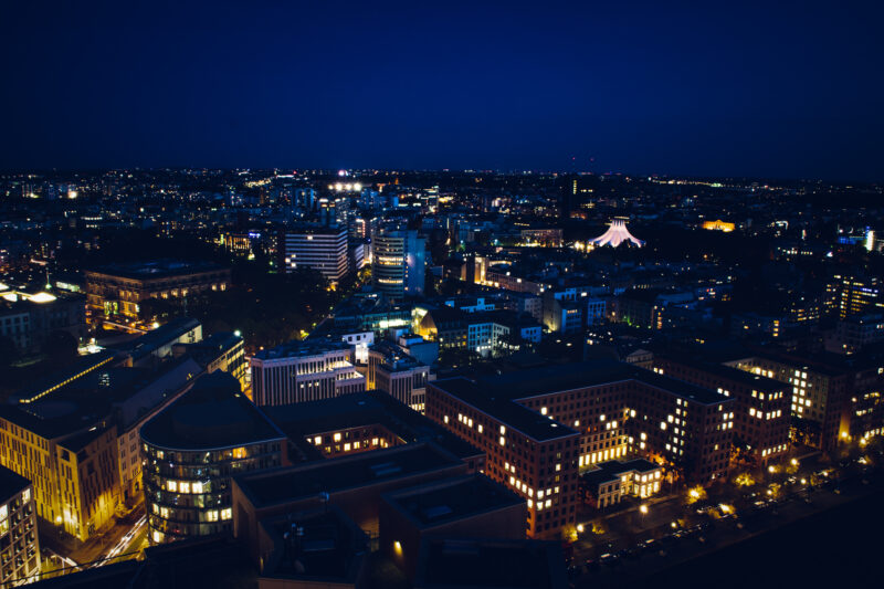 View over Berlin at night