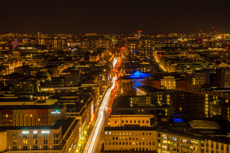 View over Berlin at night